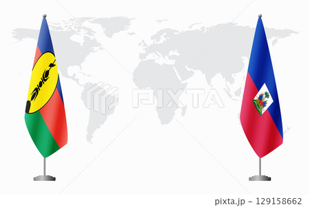 New Caledonia and Haiti flags for official meeting New Caledonia and Haiti flags for official meeting 129158662