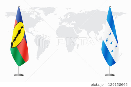 New Caledonia and Honduras flags for official meeting New Caledonia and Honduras flags for official meeting 129158663