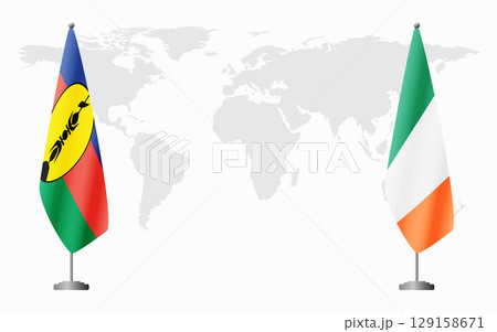 New Caledonia and Ireland flags for official meeting 129158671