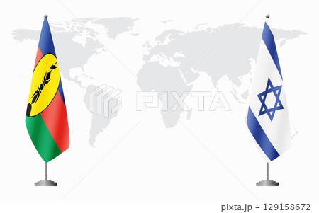 New Caledonia and Israel flags for official meeting 129158672