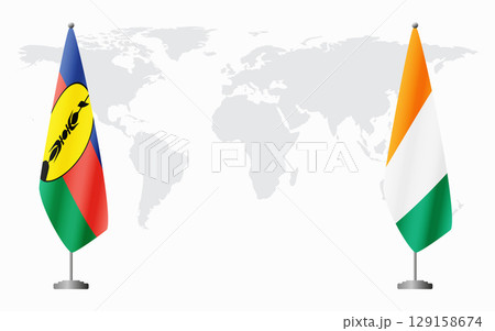 New Caledonia and Ivory Coast flags for official meeting New Caledonia and Ivory Coast flags for official meeting 129158674