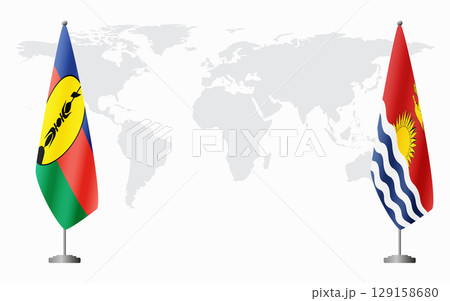 New Caledonia and Kiribati flags for official meeting 129158680
