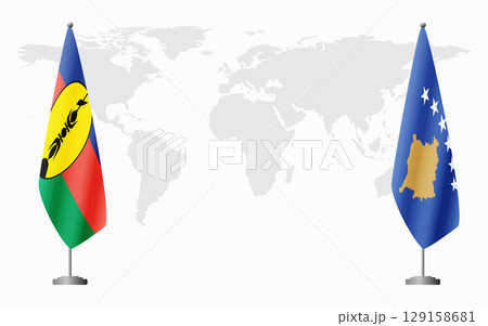 New Caledonia and Kosovo flags for official meeting 129158681