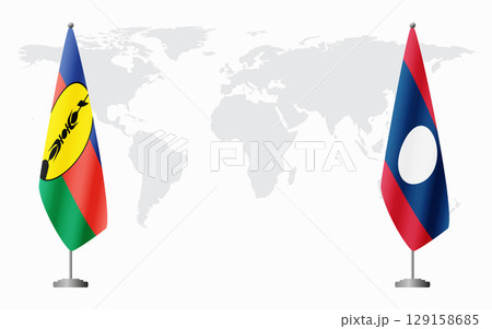 New Caledonia and Laos flags for official meeting 129158685