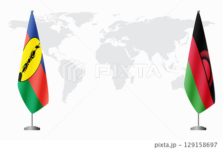 New Caledonia and Malawi flags for official meeting 129158697
