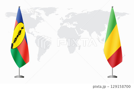 New Caledonia and Mali flags for official meeting 129158700