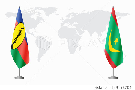 New Caledonia and Mauritania flags for official meeting New Caledonia and Mauritania flags for official meeting 129158704