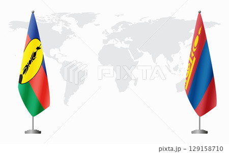 New Caledonia and Mongolia flags for official meeting 129158710