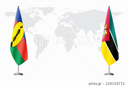 New Caledonia and Mozambique flags for official meeting 129158715
