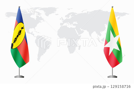 New Caledonia and Myanmar flags for official meeting 129158716