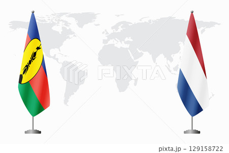 New Caledonia and Netherlands flags for official meeting New Caledonia and Netherlands flags for official meeting 129158722