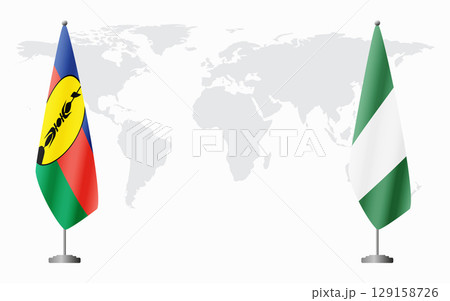 New Caledonia and Nigeria flags for official meeting 129158726