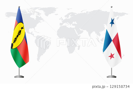New Caledonia and Panama flags for official meeting 129158734