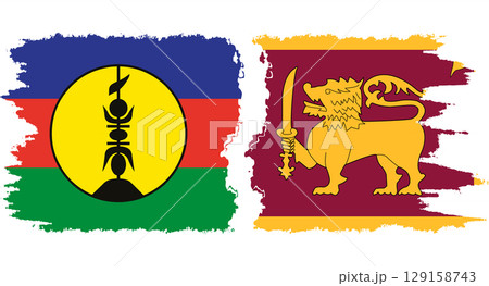 Sri Lanka and New Caledonia grunge flags connection vector Sri Lanka and New Caledonia grunge flags connection vector 129158743