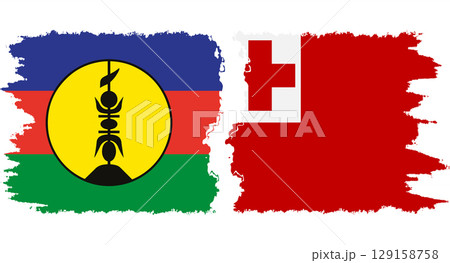 Tonga and New Caledonia grunge flags connection vector 129158758