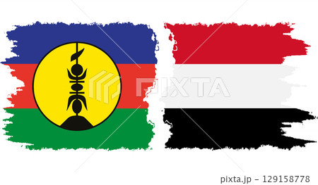 Yemen and New Caledonia grunge flags connection vector Yemen and New Caledonia grunge flags connection vector 129158778