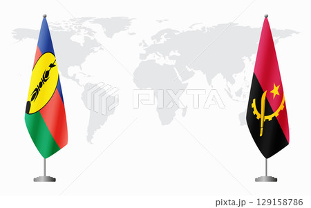 New Caledonia and Angola flags for official meeting New Caledonia and Angola flags for official meeting 129158786