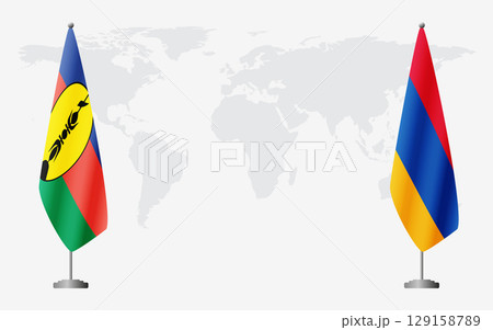 New Caledonia and Armenia flags for official meeting 129158789