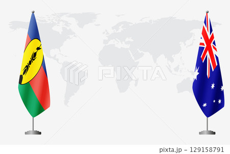 New Caledonia and Australia flags for official meeting New Caledonia and Australia flags for official meeting 129158791