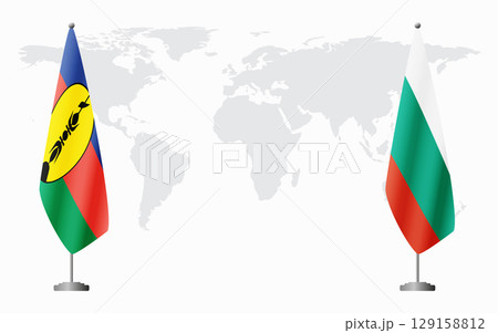 New Caledonia and Bulgaria flags for official meeting 129158812