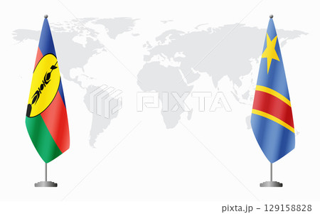 New Caledonia and Congo Kinshasa flags for official meeting New Caledonia and Congo Kinshasa flags for official meeting 129158828