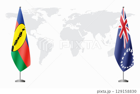 New Caledonia and Cook Islands flags for official meeting 129158830