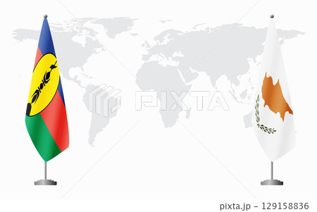 New Caledonia and Republic of Cyprus flags for official meeting 129158836