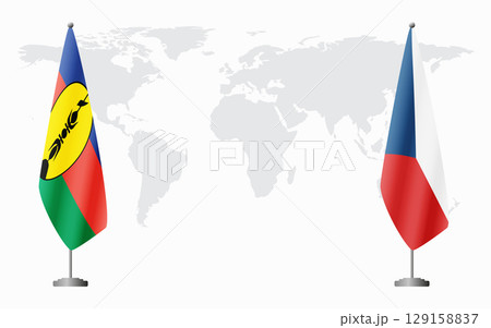 New Caledonia and Czech Republic flags for official meeting New Caledonia and Czech Republic flags for official meeting 129158837