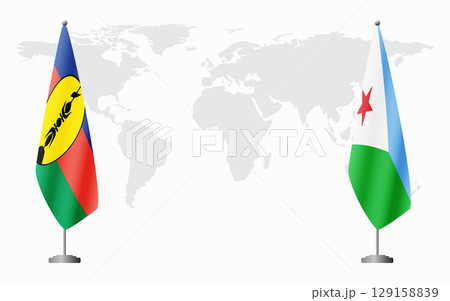 New Caledonia and Djibouti flags for official meeting 129158839