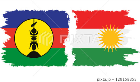 Kurdistan and New Caledonia grunge flags connection vector 129158855