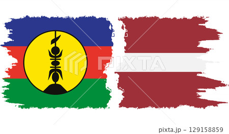 Latvia and New Caledonia grunge flags connection vector Latvia and New Caledonia grunge flags connection vector 129158859