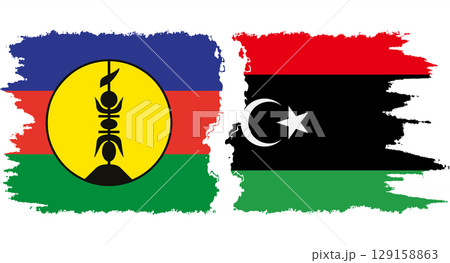 Libya and New Caledonia grunge flags connection vector Libya and New Caledonia grunge flags connection vector 129158863