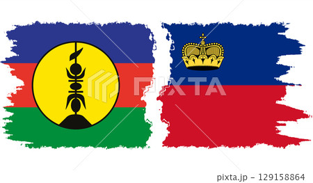 Liechtenstein and New Caledonia grunge flags connection vector 129158864