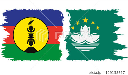 Macau and New Caledonia grunge flags connection vector 129158867