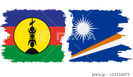Marshall Islands and New Caledonia grunge flags connection vector Marshall Islands and New Caledonia grunge flags connection vector 129158875