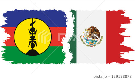 Mexico and New Caledonia grunge flags connection vector Mexico and New Caledonia grunge flags connection vector 129158878