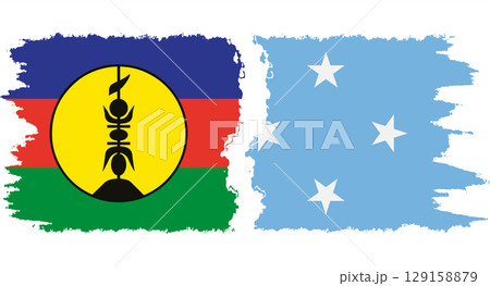 Federated States of Micronesia and New Caledonia grunge flags connection v Federated States of Micronesia and New Caledonia grunge flags connection v 129158879