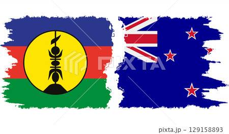 New Zealand and New Caledonia grunge flags connection vector New Zealand and New Caledonia grunge flags connection vector 129158893