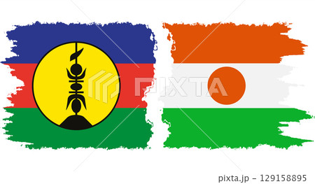 Niger and New Caledonia grunge flags connection vector 129158895
