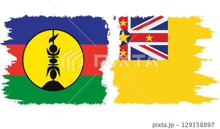 Niue and New Caledonia grunge flags connection vector 129158897