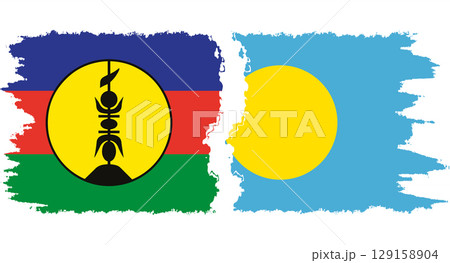 Palau and New Caledonia grunge flags connection vector 129158904