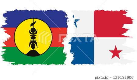 Panama and New Caledonia grunge flags connection vector Panama and New Caledonia grunge flags connection vector 129158906