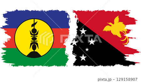 Papua New Guinea and New Caledonia grunge flags connection vector Papua New Guinea and New Caledonia grunge flags connection vector 129158907