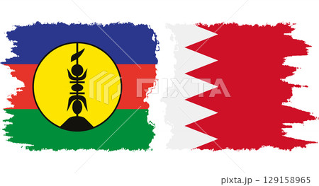 Bahrain and New Caledonia grunge flags connection vector 129158965