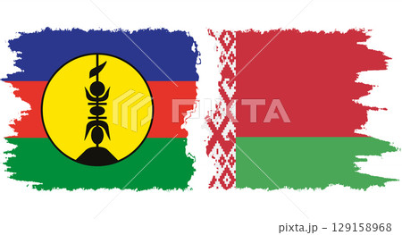 Belarusian and New Caledonia grunge flags connection vector Belarusian and New Caledonia grunge flags connection vector 129158968