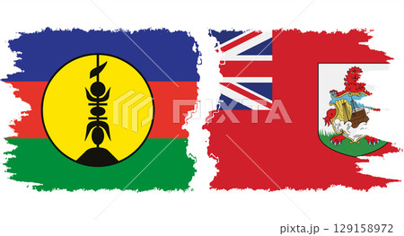 Bermuda and New Caledonia grunge flags connection vector 129158972
