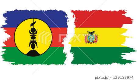 Bolivia and New Caledonia grunge flags connection vector 129158974