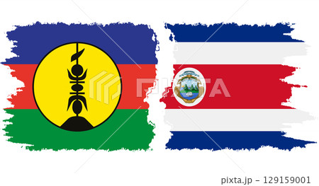 Costa Rica and New Caledonia grunge flags connection vector Costa Rica and New Caledonia grunge flags connection vector 129159001