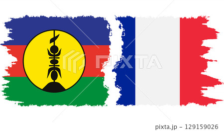 France and New Caledonia grunge flags connection vector 129159026