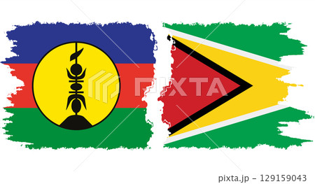 Guyana and New Caledonia grunge flags connection vector Guyana and New Caledonia grunge flags connection vector 129159043